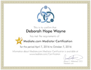 Mediate.com - Mediator Certification - Deborah H. Wayne